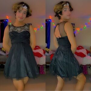 Black size small mini flare dress